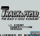 Image de l'ecran titre du jeu Track & Field sur Nintendo Game Boy