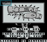 Image de l'ecran titre du jeu Head On sur Nintendo Game Boy