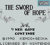 Image de l'ecran titre du jeu Sword of Hope, The sur Nintendo Game Boy