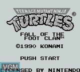 Image de l'ecran titre du jeu Teenage Mutant Hero Turtles - Fall of the Foot Clan sur Nintendo Game Boy