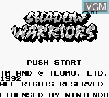 Image de l'ecran titre du jeu Shadow Warriors sur Nintendo Game Boy