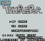 Image de l'ecran titre du jeu Tumble Pop sur Nintendo Game Boy