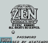 Image de l'ecran titre du jeu Zen - Intergalactic Ninja sur Nintendo Game Boy