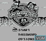 Image de l'ecran titre du jeu Animaniacs sur Nintendo Game Boy