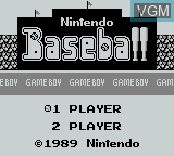 Image de l'ecran titre du jeu Baseball sur Nintendo Game Boy