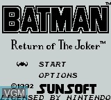 Image de l'ecran titre du jeu Batman - Return of the Joker sur Nintendo Game Boy