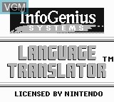 Image de l'ecran titre du jeu InfoGenius Productivity Pak - Berlitz French Translator sur Nintendo Game Boy