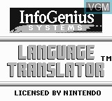 Image de l'ecran titre du jeu InfoGenius Productivity Pak - Berlitz Spanish Translator sur Nintendo Game Boy