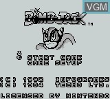 Image de l'ecran titre du jeu Bomb Jack sur Nintendo Game Boy