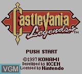 Image de l'ecran titre du jeu Castlevania Legends sur Nintendo Game Boy