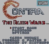 Image de l'ecran titre du jeu Contra - The Alien Wars sur Nintendo Game Boy