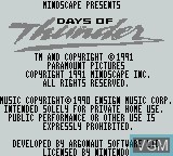 Image de l'ecran titre du jeu Days of Thunder sur Nintendo Game Boy