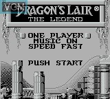 Image de l'ecran titre du jeu Dragon's Lair - The Legend sur Nintendo Game Boy