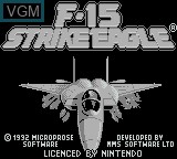 Image de l'ecran titre du jeu F-15 Strike Eagle sur Nintendo Game Boy