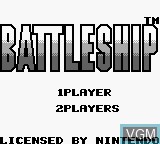 Image de l'ecran titre du jeu Battleship sur Nintendo Game Boy