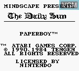 Image de l'ecran titre du jeu Paperboy sur Nintendo Game Boy