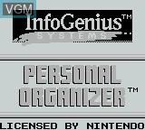 Image de l'ecran titre du jeu InfoGenius Productivity Pak - Personal Organizer and Phone Book sur Nintendo Game Boy