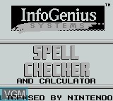 Image de l'ecran titre du jeu InfoGenius Productivity Pak - Spell Checker and Calculator sur Nintendo Game Boy