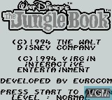 Image de l'ecran titre du jeu Jungle Book, The sur Nintendo Game Boy