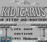 Image de l'ecran titre du jeu Kid Icarus - Of Myths and Monsters sur Nintendo Game Boy