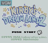Image de l'ecran titre du jeu Kirby's Dream Land 2 sur Nintendo Game Boy