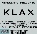 Image de l'ecran titre du jeu Klax sur Nintendo Game Boy