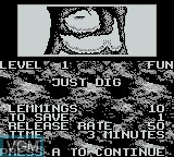Image du menu du jeu Lemmings sur Nintendo Game Boy