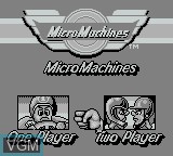 Image du menu du jeu Micro Machines sur Nintendo Game Boy