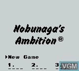 Image du menu du jeu Nobunaga's Ambition sur Nintendo Game Boy