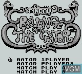 Image du menu du jeu Pinball - Revenge of the Gator sur Nintendo Game Boy