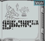 Image du menu du jeu Pinocchio sur Nintendo Game Boy