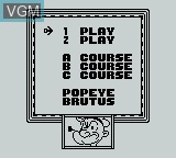 Image du menu du jeu Popeye sur Nintendo Game Boy