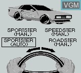 Image du menu du jeu Race Drivin' sur Nintendo Game Boy