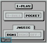Image du menu du jeu Side Pocket sur Nintendo Game Boy