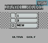 Image du menu du jeu Ultra Golf sur Nintendo Game Boy
