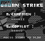 Image du menu du jeu Urban Strike sur Nintendo Game Boy