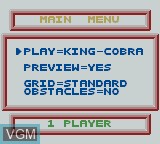 Image du menu du jeu WildSnake sur Nintendo Game Boy