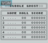 Image du menu du jeu Bubble Ghost sur Nintendo Game Boy