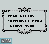 Image du menu du jeu Castlevania Legends sur Nintendo Game Boy