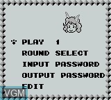 Image du menu du jeu Catrap sur Nintendo Game Boy