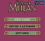 Image du menu du jeu Mulan sur Nintendo Game Boy