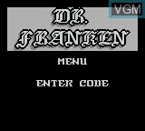 Image du menu du jeu Dr. Franken sur Nintendo Game Boy