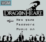 Image du menu du jeu Dragon Heart sur Nintendo Game Boy