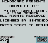 Image du menu du jeu Gauntlet II sur Nintendo Game Boy