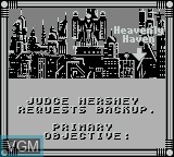 Image du menu du jeu Judge Dredd sur Nintendo Game Boy