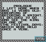 Image du menu du jeu Knight Quest sur Nintendo Game Boy