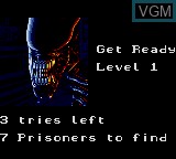 Image du menu du jeu Alien 3 sur Sega Game Gear