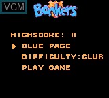 Image du menu du jeu Bonkers - Wax Up! sur Sega Game Gear