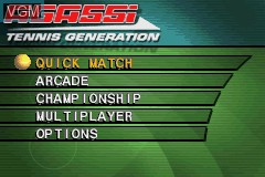 Image du menu du jeu Agassi Tennis Generation sur Nintendo GameBoy Advance