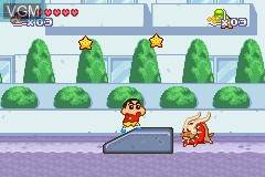 Image in-game du jeu Crayon Shin-Chan - Arashi o Yobu Cinema-Land no Daibouken! sur Nintendo GameBoy Advance